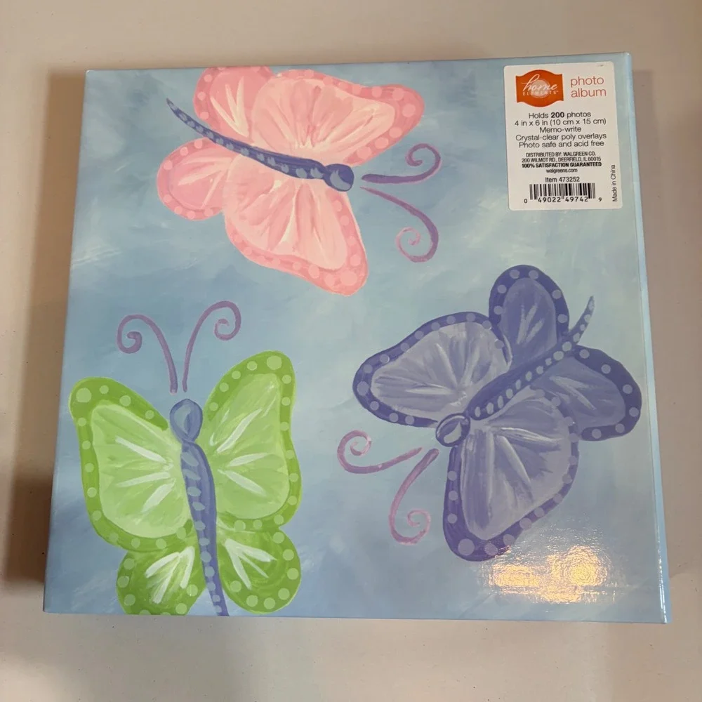 Home Elements Butterfly Photo Album Blue Memories 200 Photos 4x6 Memo Write